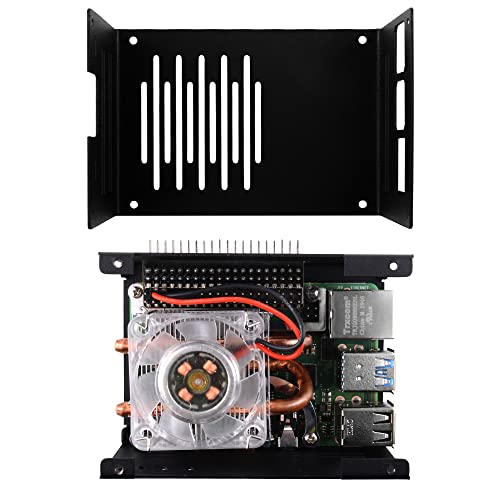 GeeekPi Raspberry Pi 4 Boîtier Métallique avec Ventilateur,Raspberry Pi 4 Boîtier avec Raspberry Pi Low Profile CPU Cooler,Horizontal Ice Tower Refroidisseur(Uniquement pour Pi 4B)