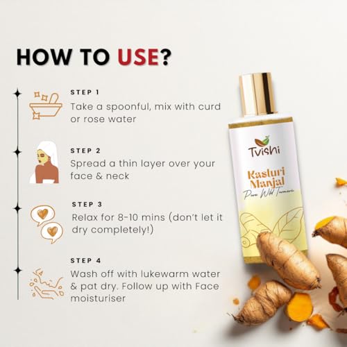 Image of Kasturi Haldi Powder for Face - 50 Gms | Wild Turmeric | Kasturi Manjal for Glowing Skin | Organic Haldi Turmeric Powder for Face & Body | For De-tan, Dark Spots, Acne Control