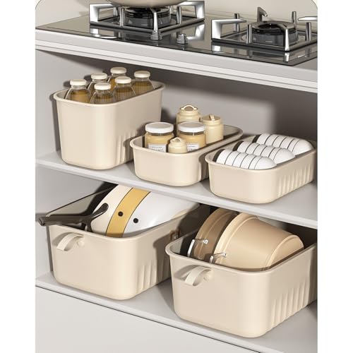 Image of HoopVool Multi Purpose Plastic Storage Bins Stackable Organizer Boxes with Lids, Stackable Crates for Home & Kitchen, items like books, clothes, snacks, toys. (Pack of 1, Medium - 24 X 16 X 14.5 CM)