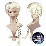 Yisscen Perücke, Frozen Elsa Perücke, off-white Perücke, Frauen Lange Haare Perücke, Kunstfaserperücke, Anime Perücke, Anwendbar auf Weihnachten, Halloween Party, Bar, Konzert Cosplay