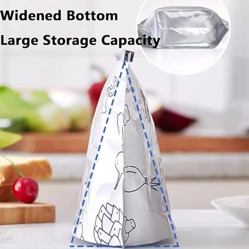 Image of AZLTC Reusable Aluminum Foil Sealable Storage Bags Label and Zip Lock,Food Storage Vegetable Fruit Meat Biryani Food Kitchen Food Storage & Freezing, Stand-Up Bottom Silver Foil Pouches 10pcs