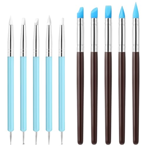 Wanmu 10 Stück Gummipinsel, Pinsel Set Acrylfarben Pinsel Silikonpinsel Modellierpinsel Colour Shaper Clay Shaper Modellier Werkzeug für Modellierung Malen