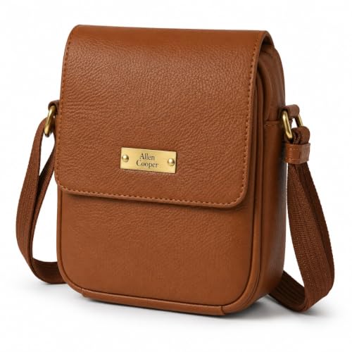 Image of Allen Cooper Premium Leather Sling Bag for Men | Crossbody Messenger Bag with Adjustable Shoulder Strap | Travel Organizer Shoulder Bag for Daily Use, Office & Outdoor Carry
