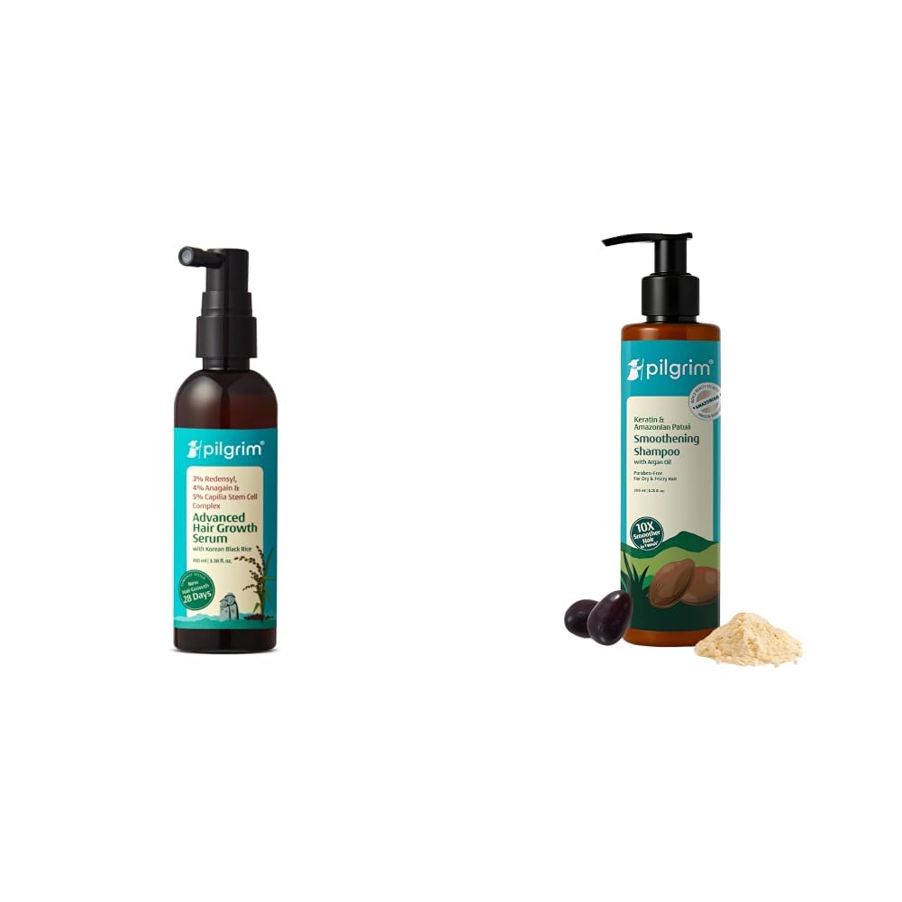 PILGRIM Redensyl 3% + Anagain 4% + 5% Capilia Stem Advanced Hair Growth Serum (100ml) with Rosemary & Korean Black Rice & Patua & Keratin Hair SMOOTHENING SHAMPOO for Dry & Frizzy hair 200 ml-picture-40
