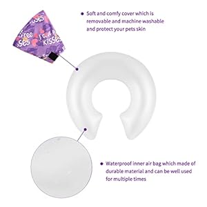 Cutebone inflatable dog donut collar with removable soft fleece covers for smallmediumlarge dogs and cats after surgery gwb06m   cucciolini doodles