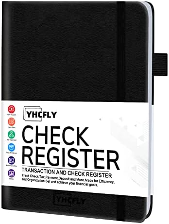 YHCFLY Check Registers for Personal Checkbook, A5 Accounting Ledger Log Book Transaction Register for Small Business. Payments, Finances, Deposits Tracker Debit Card & Bank Balance Account -Black