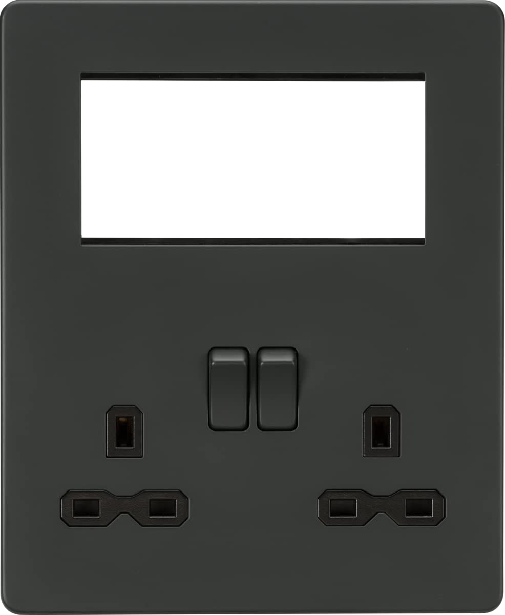 Placa de combinación multimedia pequeña en color antracita sin tornillos