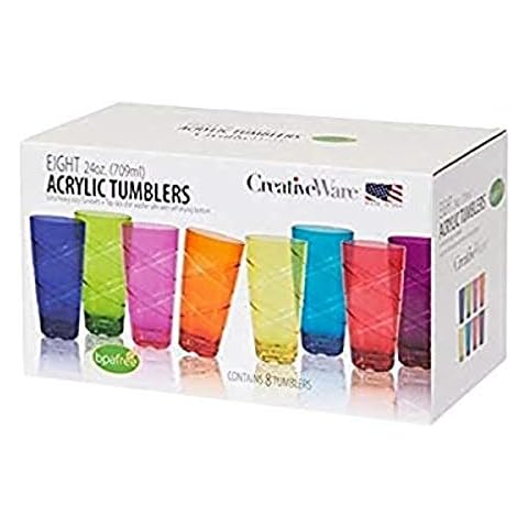 CreativeWare Circus Set of 8, 24 Ounces Tumbler Set, 8 Count (Pack of 1), Multicolor Cover