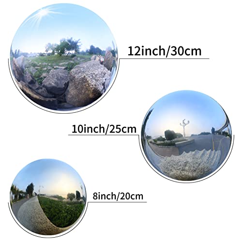 Saglorb Stainless Steel Gazing Mirror Ball 12 Inch Silver Garden Sphere Garden Ornaments For Home Housewarming Decorating Gift #TOP3