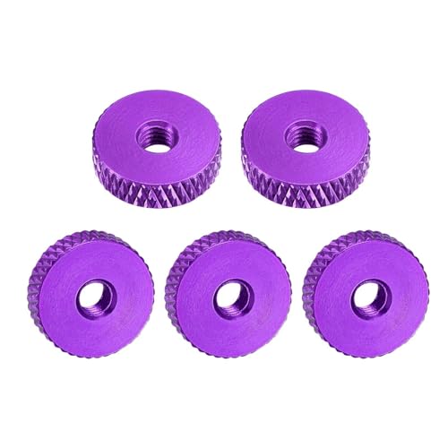 Tool Parts and Accessories M4x14mmx4mm Flat Knurled Nut Thumb Nuts Adjusting Aluminum Alloy Purple 5Pcs (#CN-140824-07996)