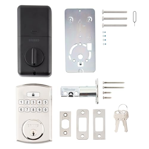 BRINKS Keyless Entry Door Lock Deadbolt, High-Security Keypad Door Lock with Deadbolt, 50 User Codes, Auto Locking Feature, Satin Nickel Security Locks thumbnail 5