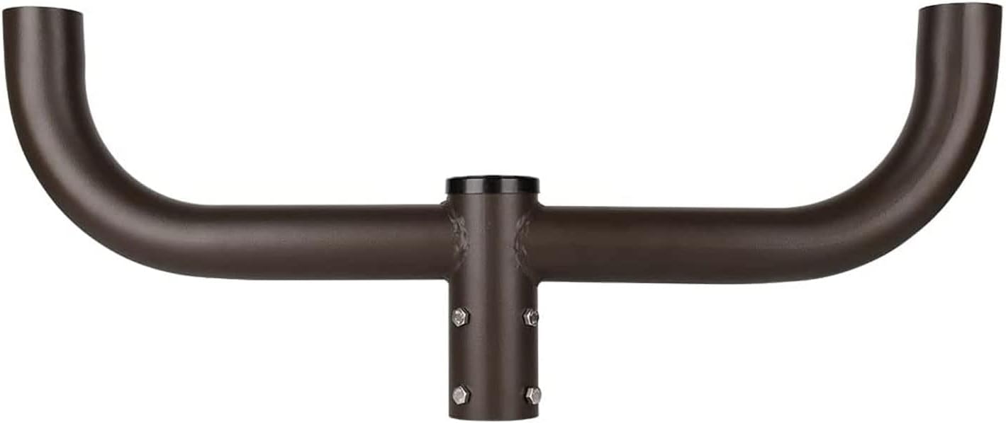 Bullhorn Tenon Adapter Bracket for 2 Lighting Fixtures with 2-3/8" Slip Fitter,Post Light Accessories for Led Area Lights,2 Arms at 180 Degree,Bullhead Tenon Adapter,Heavy Duty Steel,Dark Bronze…