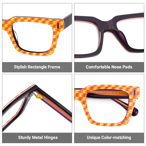 Image of Zeelool Blue Blocking Glasses for Women Chic Fashion Rectangle Eyeglasses Frames Full Eyewear Glasses Anti UV