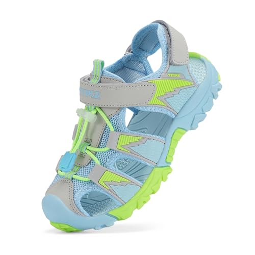 Image of JMFCHI Boys Girls Sports Sandals Summer Kids Closed Toe Outdoor Sandals Athletic Water Shoes Sandals Child Pool Beach Sandals Quick Drying Slip Resistant | Little /Big Kid,Comfortable lightweight,Non-slip soft sole,Hook-and-loop closure,Easy wear,Anti-collision toe,Daily casual
