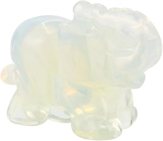 Opalite Crystal Elephant Pocket Guardian Figurine Elephant Statue 1.5 inch for Healing Reiki Spiritual Gift Cute Meditation Office Room Desk Decor