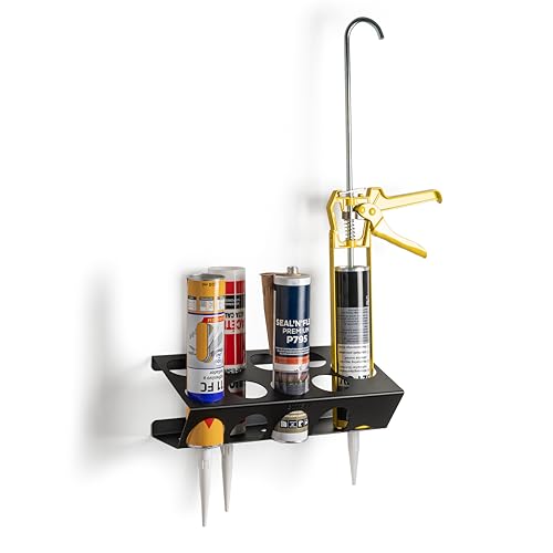 etterr | Wandhalterung für Silikonpatronen und Pistole | 8 Löcher + 1 Pistole | 100% verstärkter Stahl | Organizer Regal Regal Werkstatt Garage Van | 33 x 20 x 10 cm