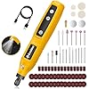 Cordless Rotary Tool,5 Speed Rotary Tool Kit With 71 Accessories,USB Charging,Multi-Purpose 4.2v Power Rotary Tools Easy Accessory Changes - Sanding, Polishing, Engraving and Cutting Yellow