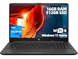 HP 250 G9 15.6" Business and Student Laptop, Intel Celeron N4500, 16GB DDR4 RAM, 512GB SSD, HD Anti-Glare Display, Lightweight Office Laptop, Windows Ready, USB-C, RJ-45, HDMI, Black