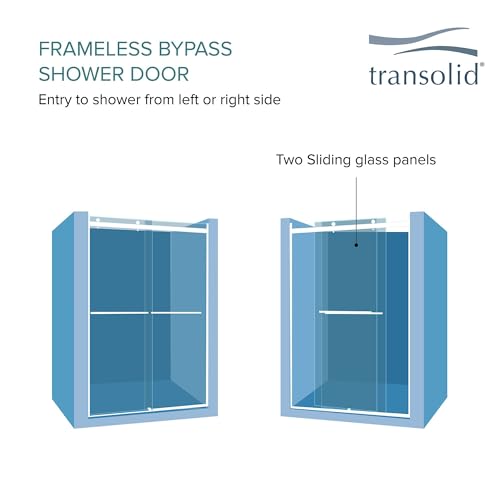 Transolid BRP606208F-T-MB Brianna 60 in. W x 62 in. H Frameless by-Pass Shower Door in Matte Black Finish with Frosted Glass and Turin Handles