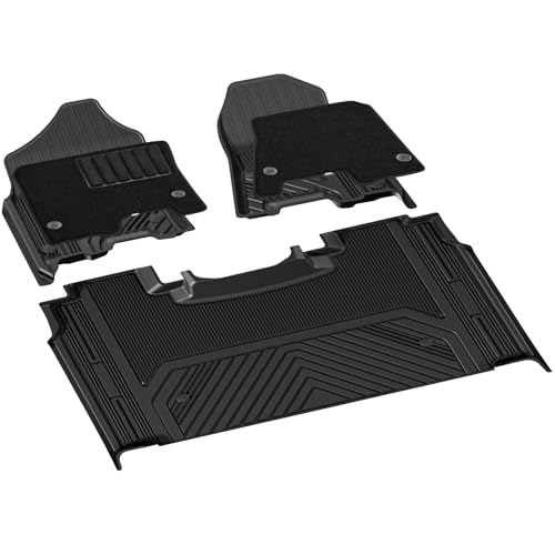 Image of 3W Dodge Ram 1500 Floor Mats & Front Carpets for 2019-2024 with Original Storage Under Rear Seat All Weather Floor Liner Car Accessories Ram 1500 New Body Crew Cab (Not for Classic Models)