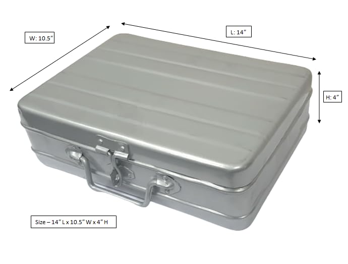 Image of JAYCO Aluminum First Aid Box /Trunk (Empty) - 14 inch Large Size, 35 cm x 27 cm x 10 cm, Silver