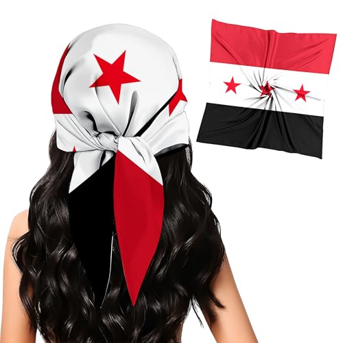 pqisdnsyh Fashion Bandana for Women,Syrian Flag Silk Scarf 27.5x27.5 Lnches - Large Square bandanas,Satin Hair for Sleeping,Travel,Fashion Gift.