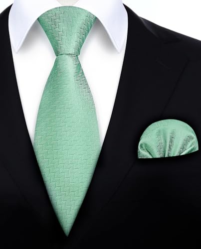 Image of HISDERN Mens Tie Set Classic Woven Ties and Pocket Square Cufflinks Set Formal Business Wedding Neckties Handkerchief