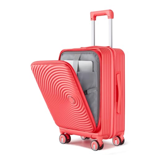 Luggage Sets 3 Piece(20/24/28), Expandable Carry On Luggage with TSA Lock Airline Approved, 100% PC Hard Shell and Lightweight Suitcase with Front Pocket and Spinner Wheels (Orange + PC-4)2