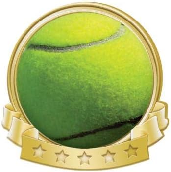 Crown Awards Tennis Ball Banner Pin, Gold Tennis Pins Prime