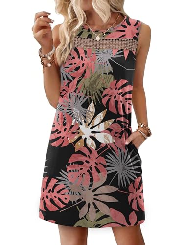 Image of WIHOLL Summer Dresses for Women 2026 Beach Vacation Spring Fashion Clothing Lace Mini Tank Dress with Pockets