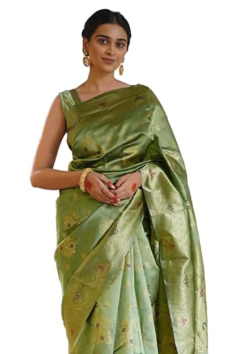 Image of Subham Women Saree Soft Silk Cotton Banarasi | Polished Professional Daily Wear Sari with Blouse fabric
