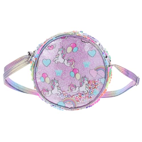 Image of MOLUCKFU Glitter Sequined Unicorn Girl Crossbody Bag with Shoulder Pouch