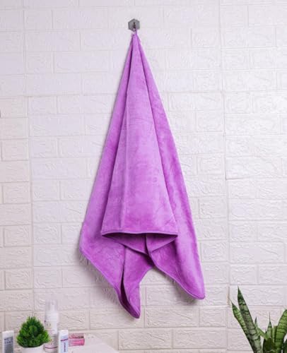 Image of Fezora Microfiber Bath Towel for Men & Women - Large Size 70x140 cm, 400 GSM, Ultra Soft, Quick Dry, Lightweight & Super Absorbent Towel for Bathroom, Gym, Spa, Travel & Swimming (Purple)