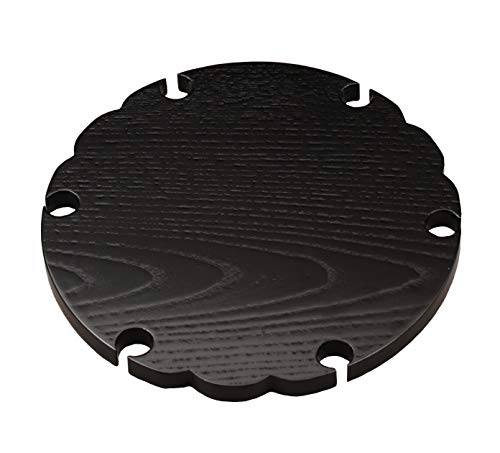 中村湖彩(Nakamura Kosai) 敷板 黒 サイズ:直径22.8x厚さ1.5cm 雪輪板 掻合 江戸千家好写