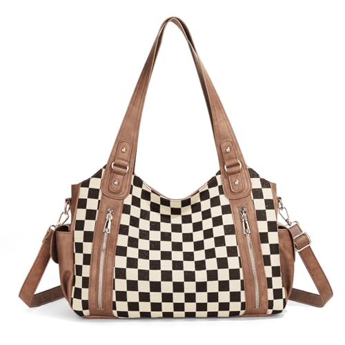 Bolso Tote Cuadrillé para Mujer Vintage