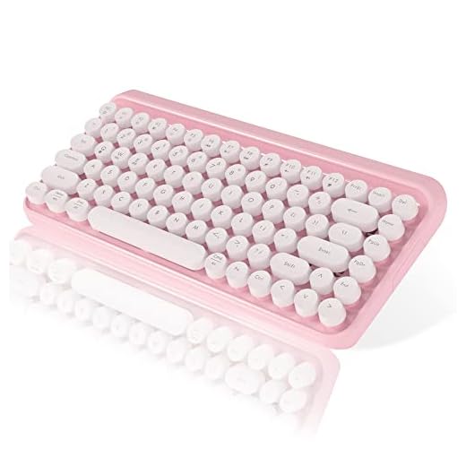 MoMoone Portable Bluetooth Colorful Computer Keyboards, Wireless Mini Compact Retro Typewriter Flexible 84Keys Design Keyboard (Pink-White)