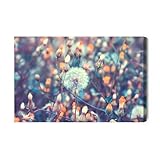 WALLERO HandArt Cuadro en Lienzo Diente de león pradera – Impresión con Textura y Gel Acrílico | Cuadros Decorativos de Pared para Salón, Dormitorio y Pasillo 120x80
