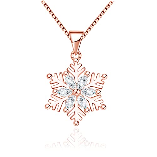 Collar y pendientes de copo de nieve en plata de ley y zirconia para cenas especiales