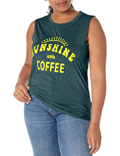 Sunshine and Coffee Tank Top T Shirt Women's Funny Letter Pattern Graphic Print Cami Tank Summer Vacation Loose Tunic Shirts Gym Running Sleeveless Shirt Tee Top