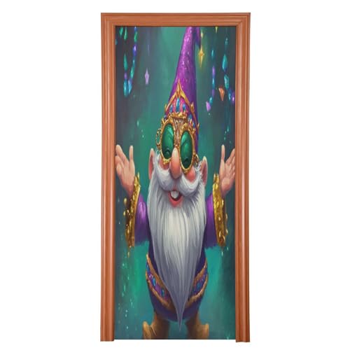 FLildon Mardi Gras Rich Gnome Door Cover Decoration, Party Accessory Porch Decor for Festive Ornament Room Door Covers 32 x 79 Inch