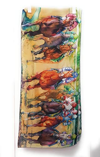 Silk Scarf, Horse Racing Accessory, Equine Art, Hat, Boho, Gift For Her - 16" x 72" 100% Habotai Silk by Cheryl Chalmers2