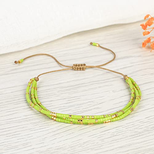 Image of KELITCH Adjustable Multi Strand Bracelets Colorful Miyuki Seed Beads Wrap Bracelets Bangle Women Jewelry