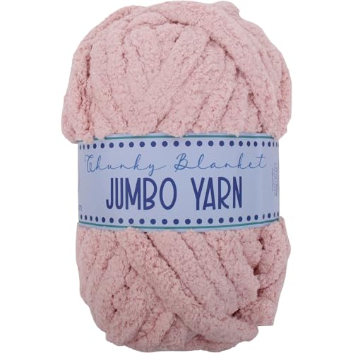 Image of ThreadArt Chunky Chenille Yarn for Hand Knitting, Jumbo, Light Pink | Soft jumbo chenille yarn for hand knit and crochet. Make blankets, plushies & crochet projects. DIY quick projects.