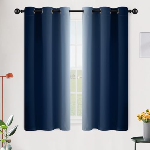 Image of SimpleHome Ombre Room Darkening Curtains 54 inches Length for Bedroom,Grommet Gradient Light Blocking Blue Gradient Window Curtains for Living Room,2 Panels, 42x54 inches