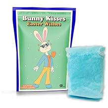Bunny Kisses Easter Wishes Cotton Candy for Boys and Girls Blue Easter Basket Filler Retro Vintage Rabbit Lovers Gift Ideas Gluten-Free Gourmet Blueberry