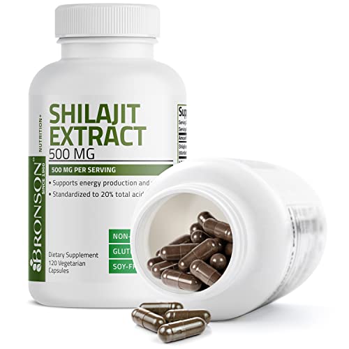 Bronson Shilajit Extract 500 Mg Per Serving, Supports Energy Production & Vitality, Standardized To 20% Total Acids, Non-Gmo, 120 Vegetarian Capsules #TOP5