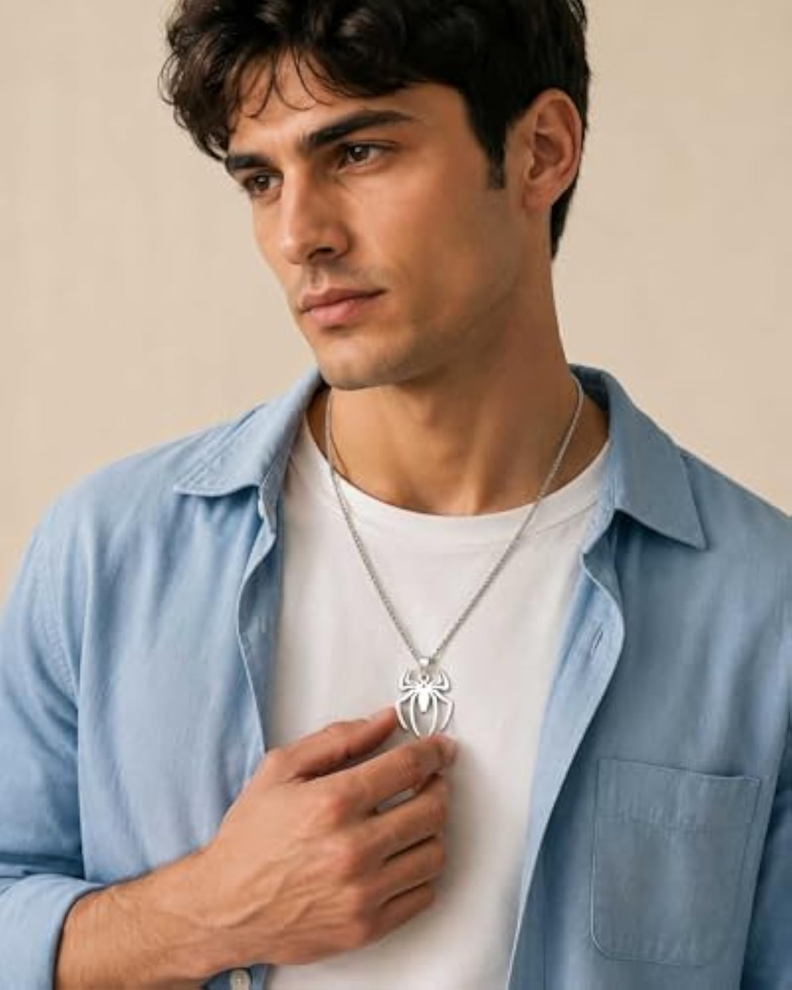 Men's Anti-Tarnish Spider Pendant Necklace, Stylish Gift