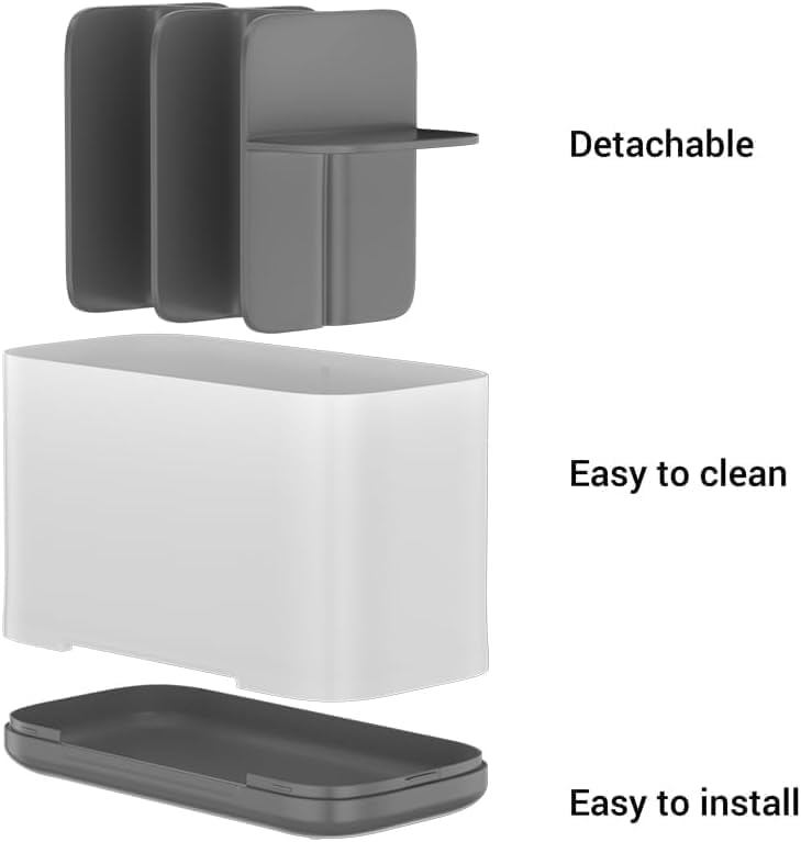 Image of STEFFAN Toothbrush Holders for Bathroom - Durable and Sturdy Brush Holder, Multipurpose Brush Holder for Bathroom Wall - Perfect for Home Use (Grey)