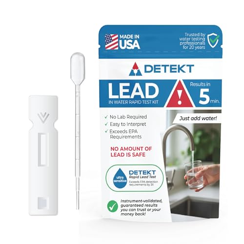 Lead in Drinking Water Test Kit by Detekt – Made in USA – Fast 5-Minute Results – Professional-Grade Accuracy – Consistent Quality & Expert Support – Easy DIY Home Test for Tap, Well & Filtered Water