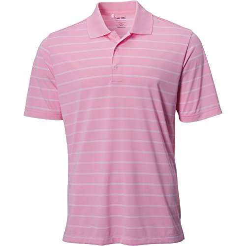adidas Golf Men's Classic 2 Color Stripe Polo Shirt, Light Pink/White, XX-Large